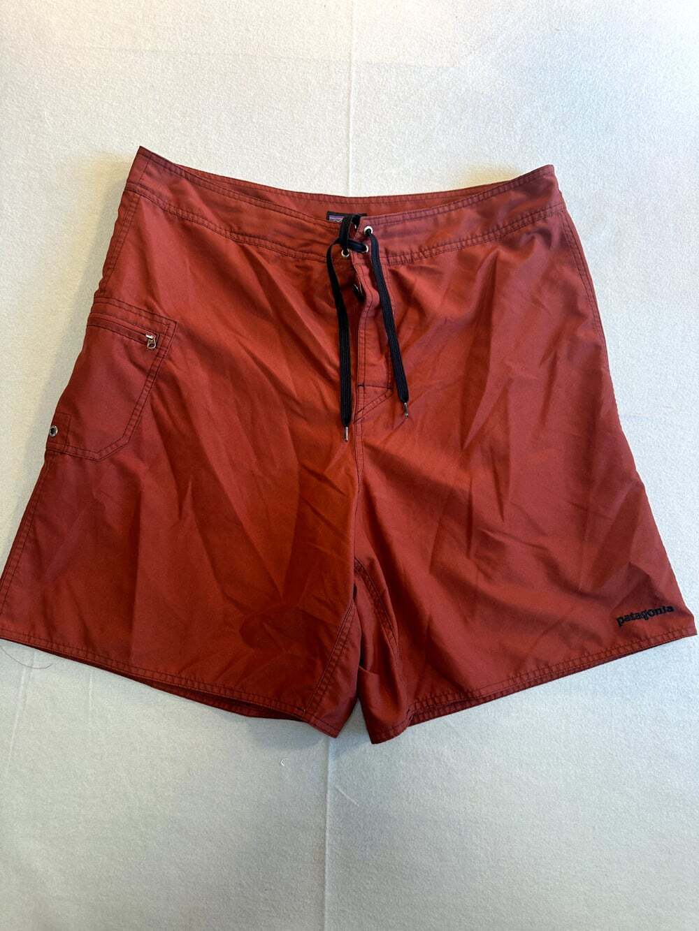 Patagonia Men's Board Shorts Size 38 Rust Brown Drawstring Waist Swim Trunks